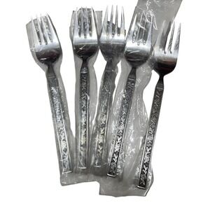 Interpur Stainless Steel Cutlery Forks  (5) Vintage NEW Japan 1970's